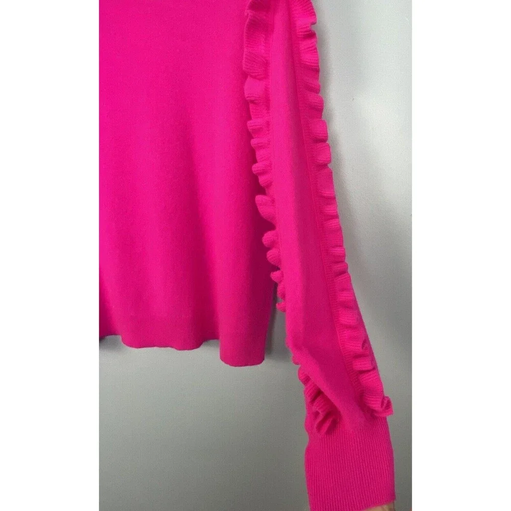 Lilly PULITZER Vibrant Cashmere Pink Ruffle Georgetta Sweater - Picture 7 of 13